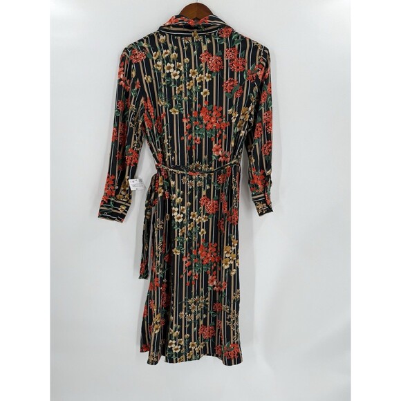 NWT Zara Basic Collection  XSMALL Multicolor Floral Striped Print Shirt Dress - Picture 11 of 13